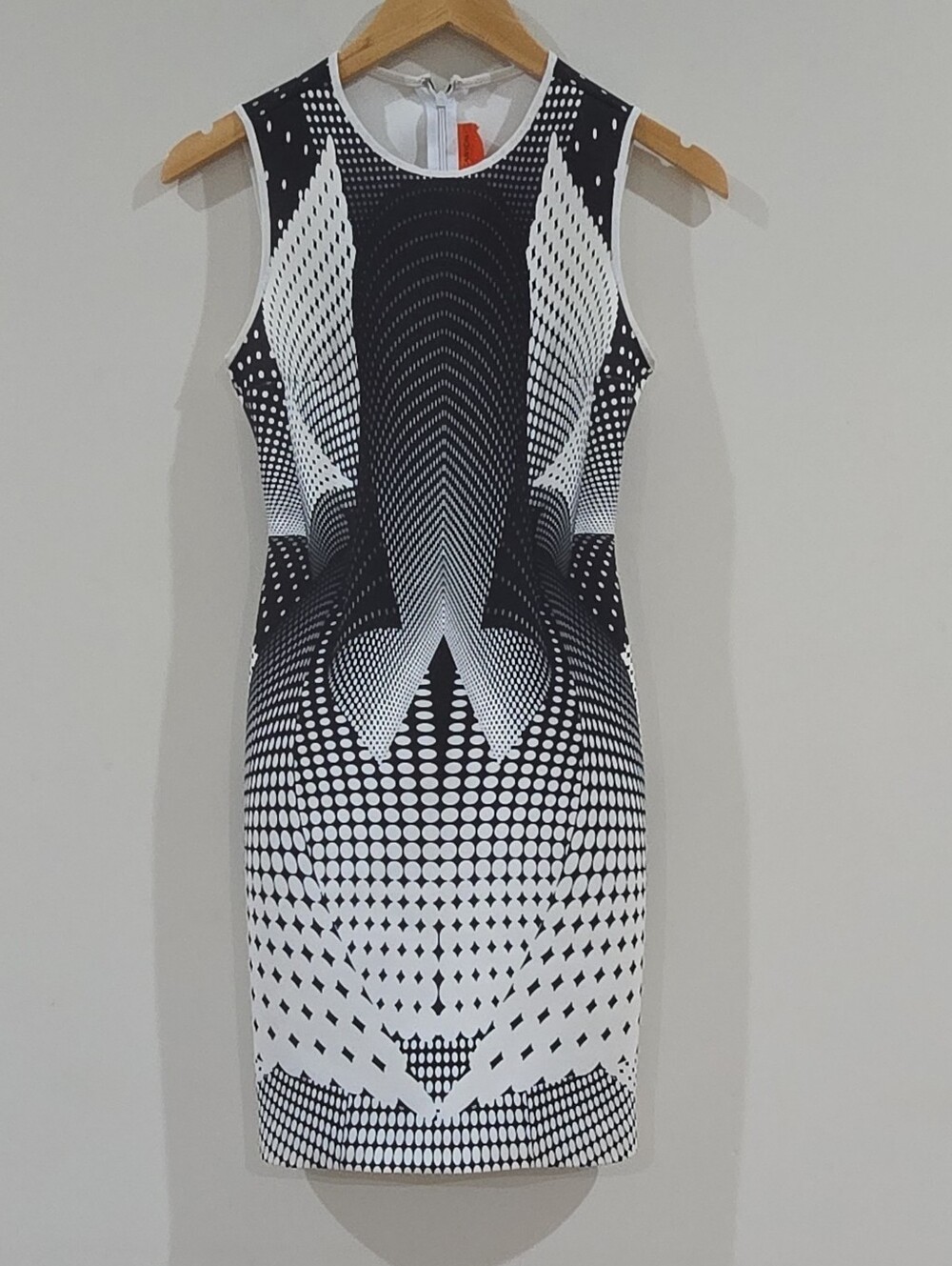 Clover Canyon Cocktail Black White Dress Sleeveless  Zip Knit Stretch XS